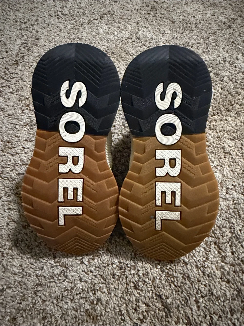 Sorel Kids Brown and Black Duck Boots with Hook-and-Loop Straps